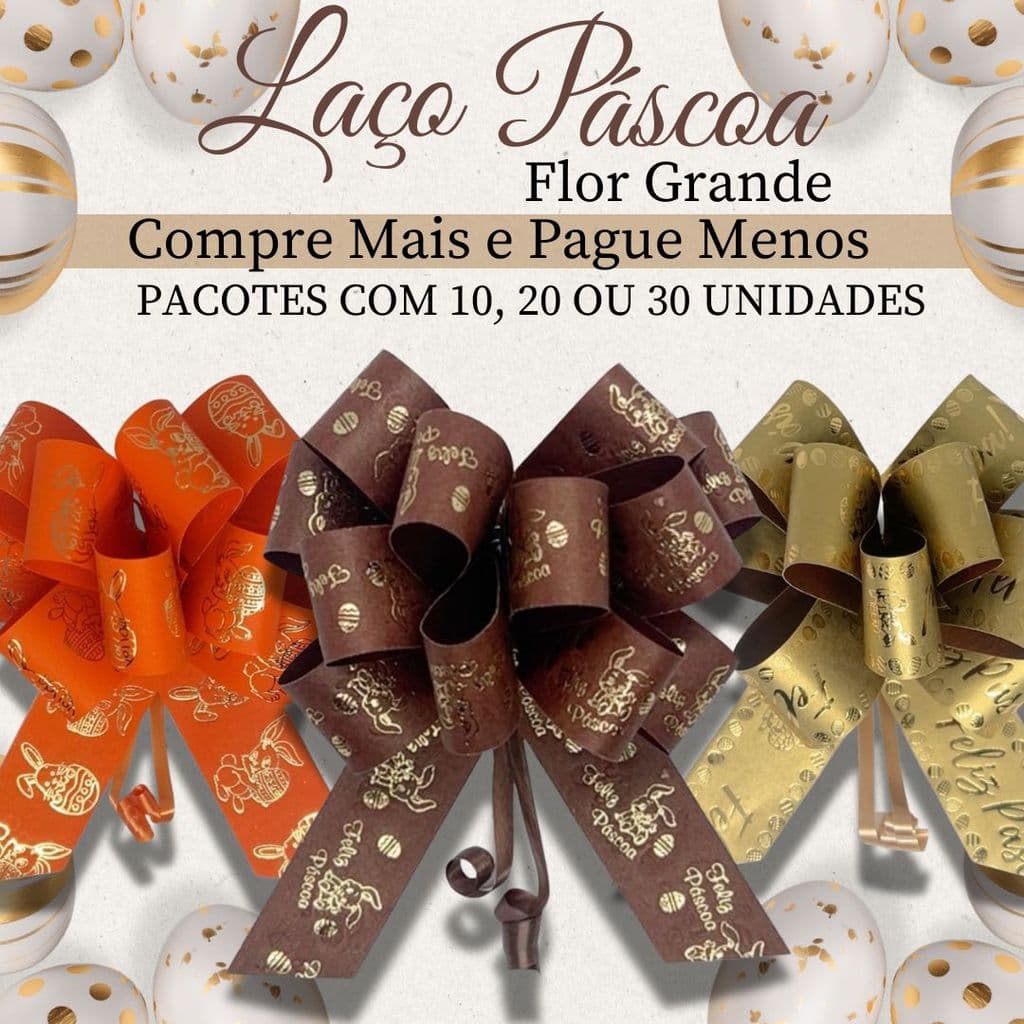 Laços Prontos Para Presente e Embalagem Laço Páscoa Flor Grande 10 Unidades