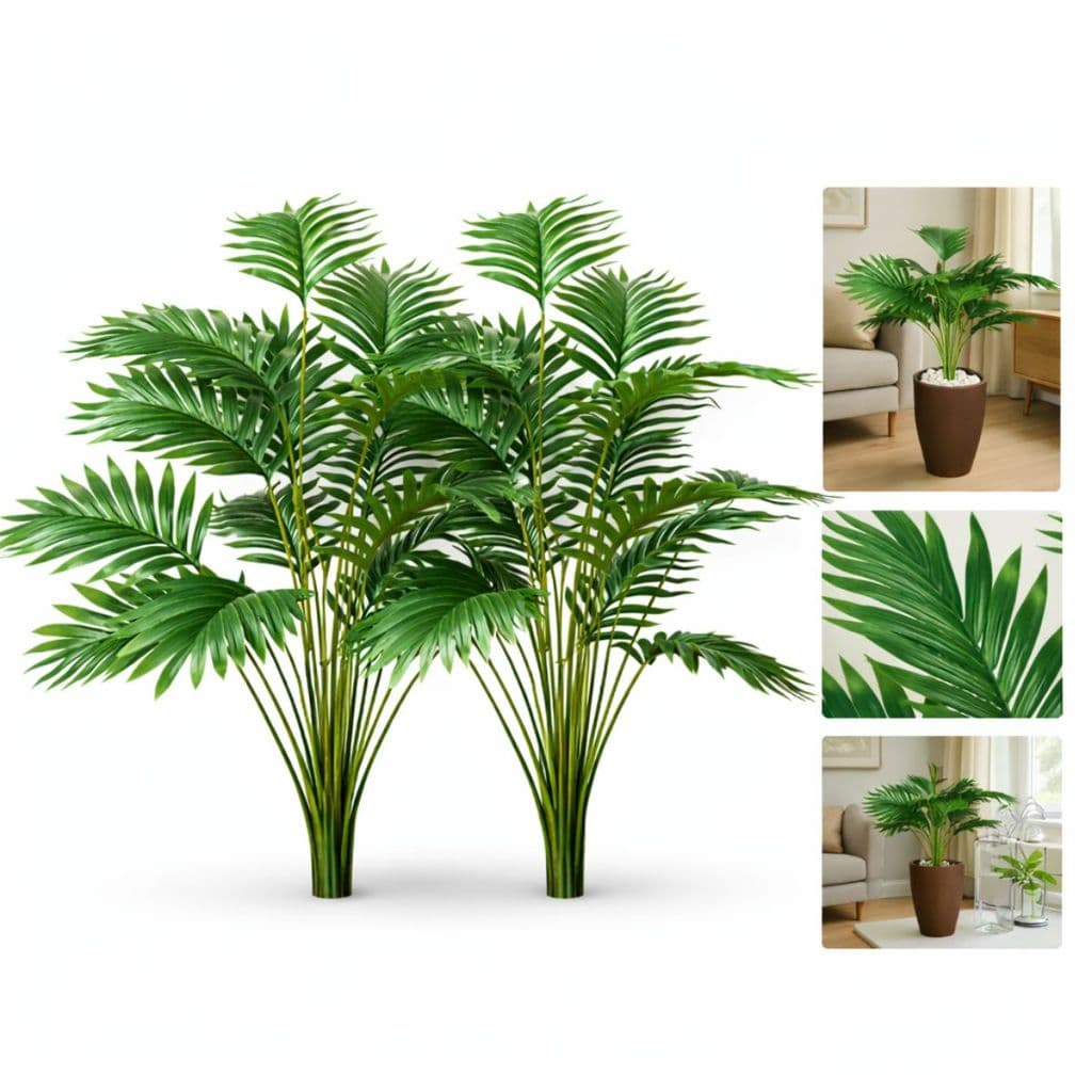 Kit 2 Planta Artificial Palmeira Decoração Casa Sem Vaso