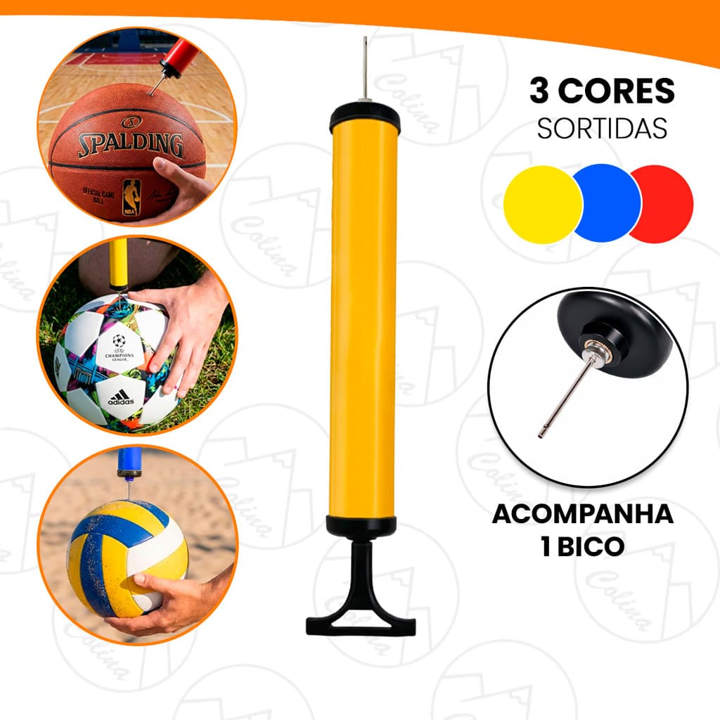 Bomba De Ar Manual Portátil Para Encher Bola De Futebol Basquete Vôlei Com Bico Agulha