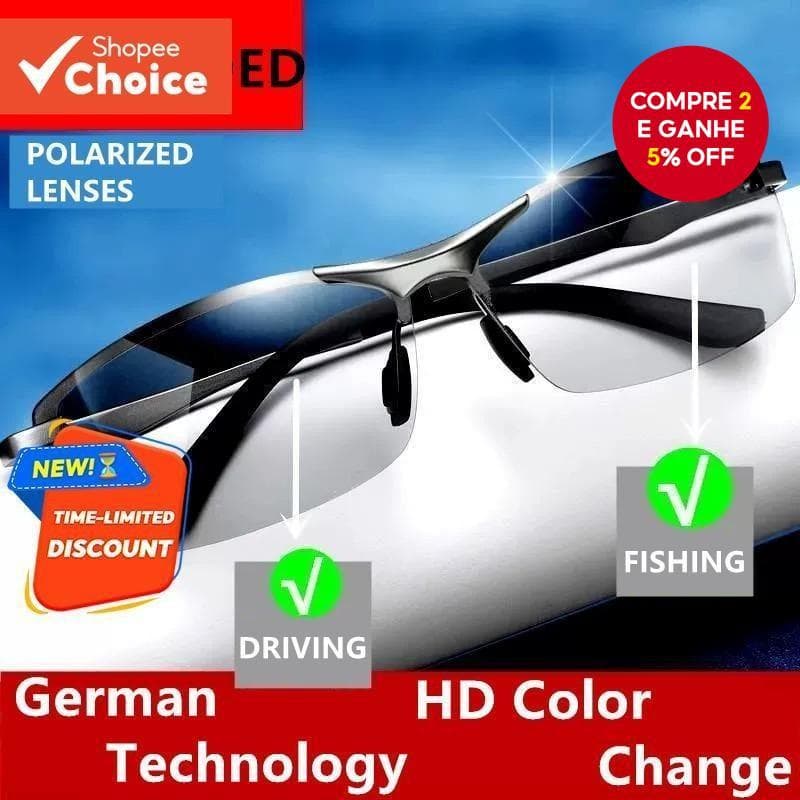 Óculos De Sol Polarizados Diurnos E Noturnos-Fotocromáticos Para Dirigir/Pesca UV400 Homens