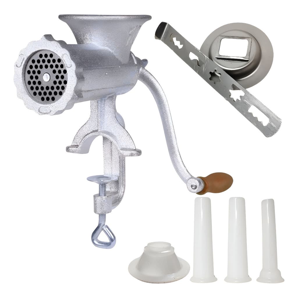 Moedor de Carne Manual N10 Ferro Fundido com Molde Linguiça e Biscoitos