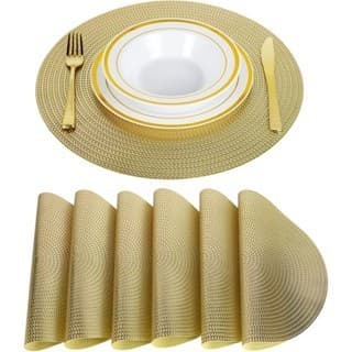 Jogo Americano 4 ou 6 Peças Mesa Jantar Dourado Prata Rose 38cm