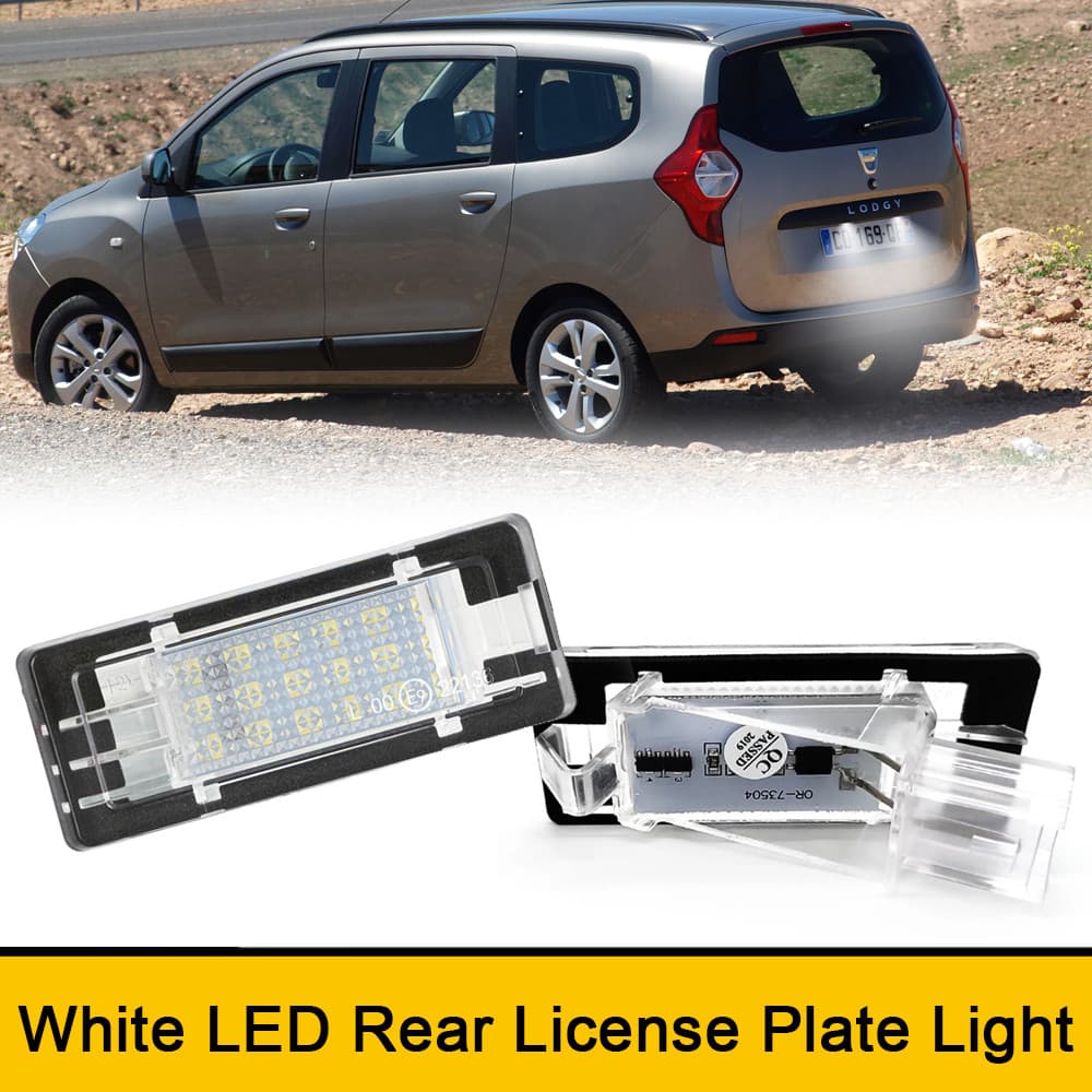 2 Pçs Branco Placa De Licença Traseira Luzes LED Para Dacia Duster Logan Lodgy Estilo Do Carro Lâmpada Número Cauda Nenh