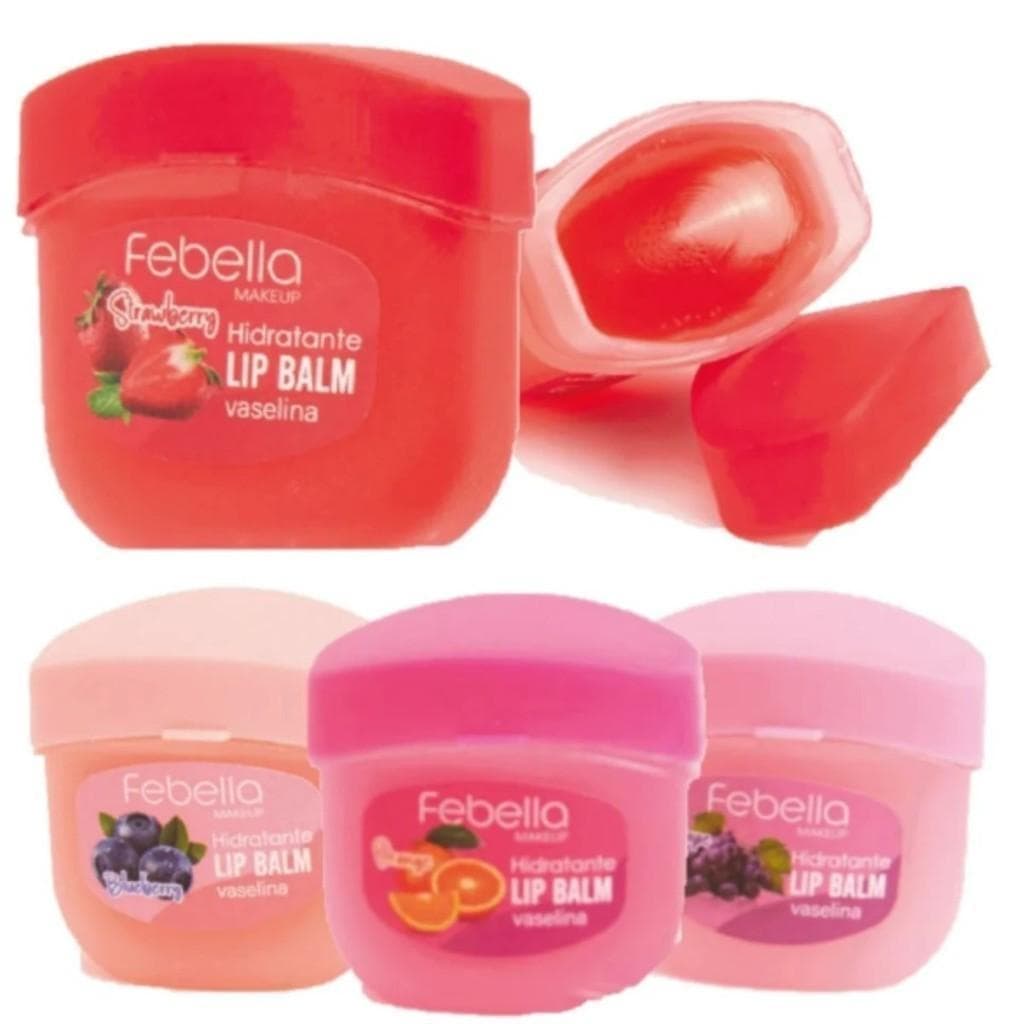 KIT C/4UN Febella - Lip Balm Frutas Potinho Hidratante