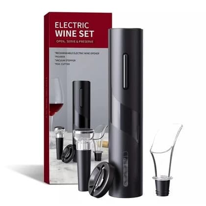 Kit Abridor Elétrico de Vinho | Decanter Automático + Acessórios Saca Rolhas