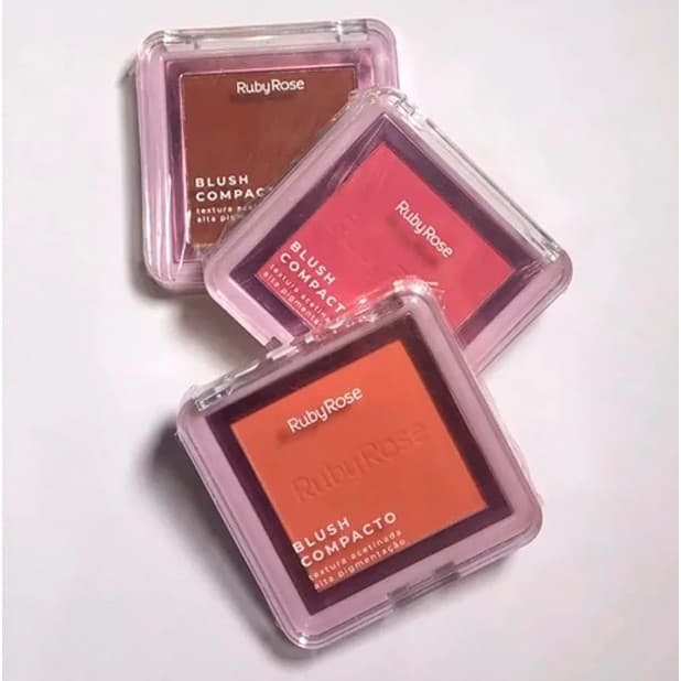 Blush Compacto Ruby Rose Textura Acetinada - Alta Pigmentação