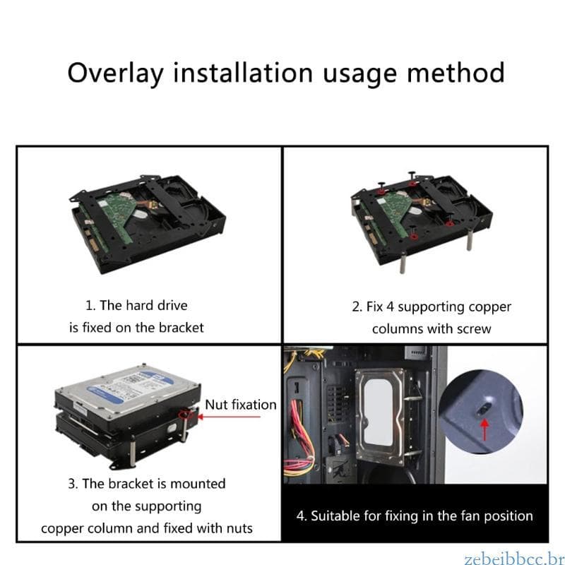 zebeibbcbr Atualiza Armazenamento PC Suporte Montagem Disco Rígido Slot Para Ventilador 12 Cm