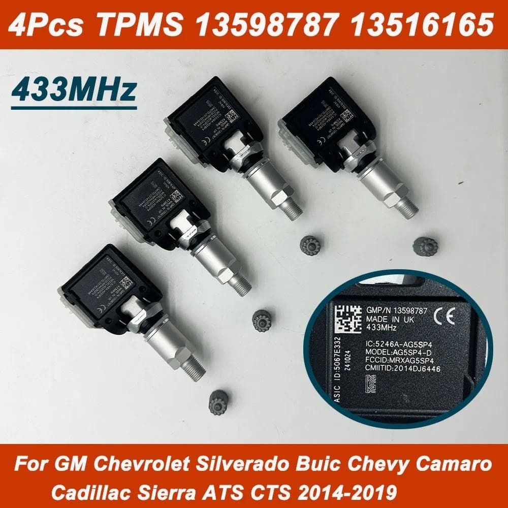 4 Unidades OE 13598787 13516165 Sensor De Pressão Dos Pneus 433Mhz TPMS 13589602 13540598 Para Chevrolet Camaro Buick Ca