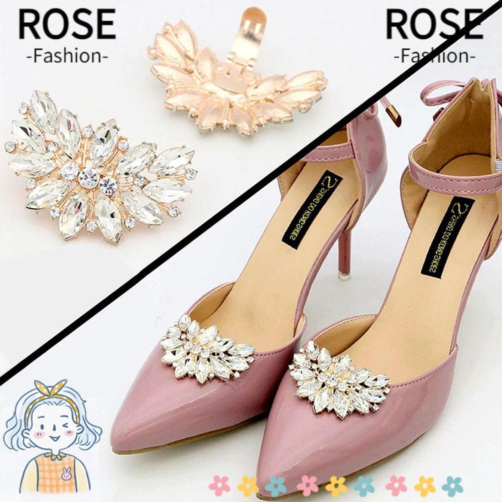 ROSEGOODS Clipes De Sapato Strass De Casamento Fivela De Salto Alto De Cristal