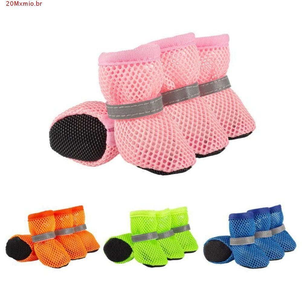 MXMIOB 4 Unidades/Conjunto Sapatos De Rede Para Cães , Malha Antiderrapantes Respiráveis Refletivos Ocos