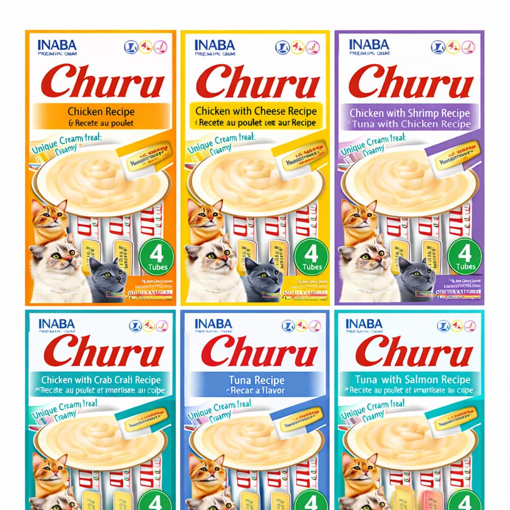 Churu Gatos Inaba Petisco Cremoso 4 Tubos - Vários Sabores Original