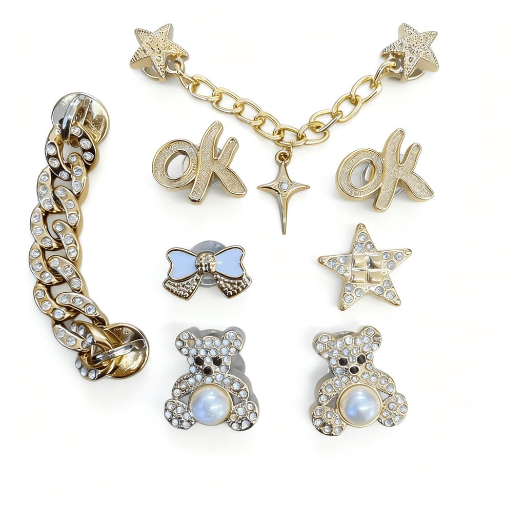 Bottons Pins-Pingentes para decorar,Strass  Luxo  prata