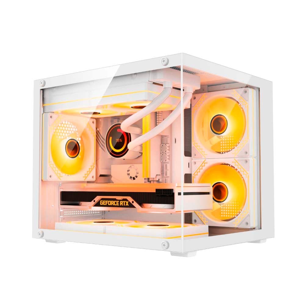GABINETE GAMER DUEX AQUARIO, MID-TOWER, LATERAL E FRONTAL DE VIDRO, BRANCO, 3X FANS RGB - DXGA325WH