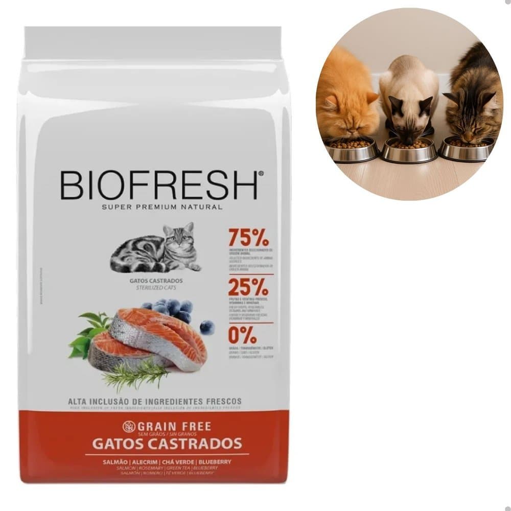 Ração Seca Biofresh para Gatos Castrados Salmão 7,5kg