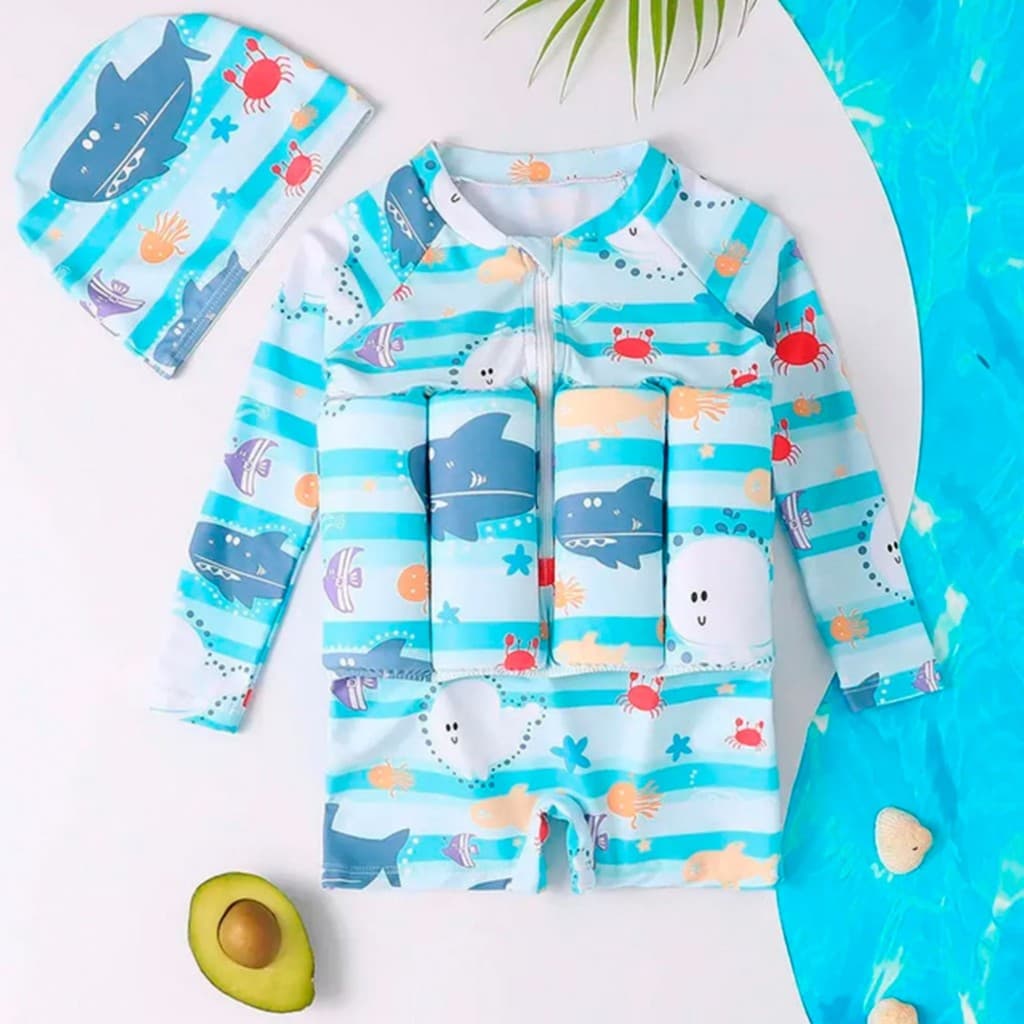 Boia Infantil Colete Salva Vidas Flutuante Praia E Piscina Azul Menino Envio Rapido