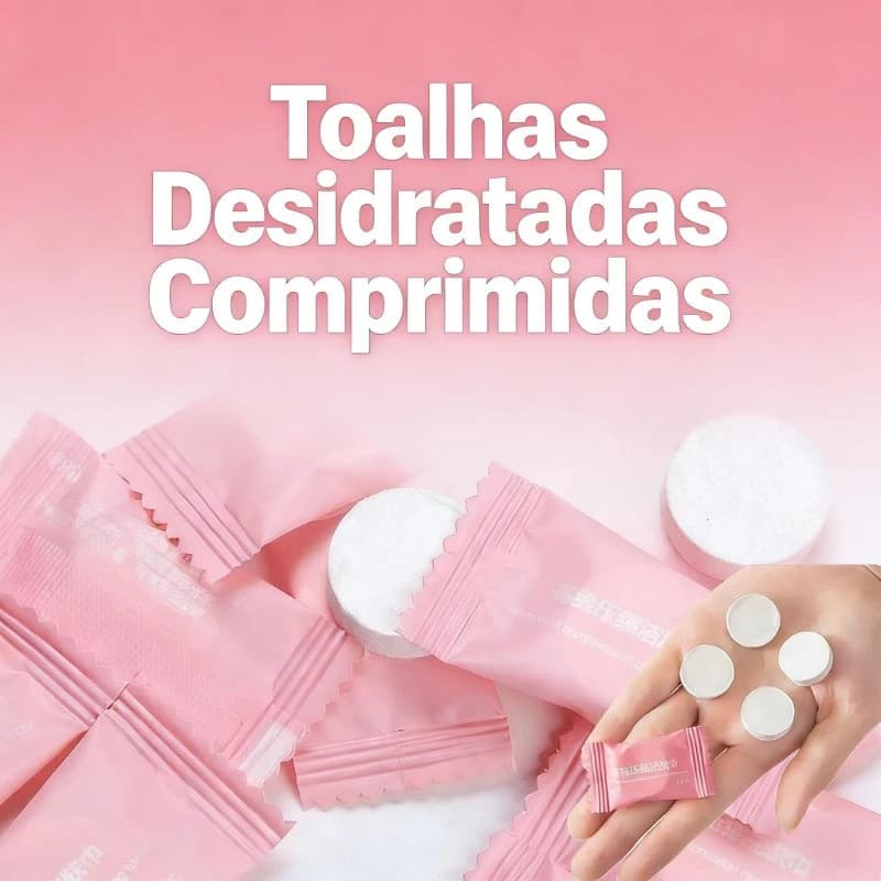 Kit 150 Toalhas Comprimidas Desidratadas Multiuso – Descartáveis/ Compactas Para Limpeza/ Viagem e Camping - WJ