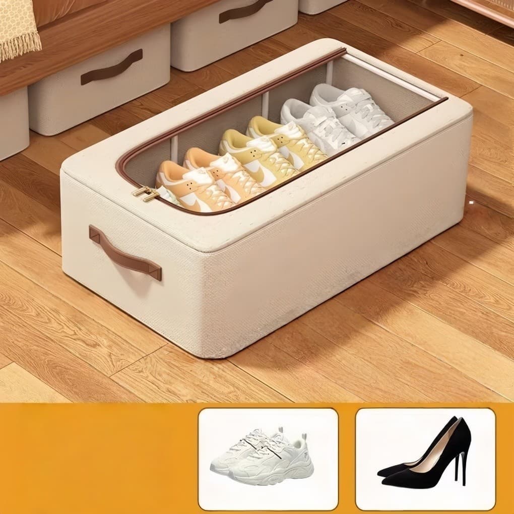 Bolsa de Armazenamento Organizadora de Sapatos Dobrável com Visor | Prática, Empilhável e Funcional