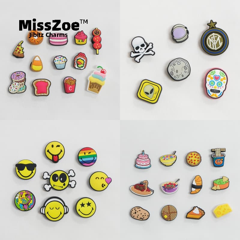 Miss Zoe Jibtz Bolsas Com Tema De Comida De Desenho Animado Acessórios Fofos Emoticons Buracos
