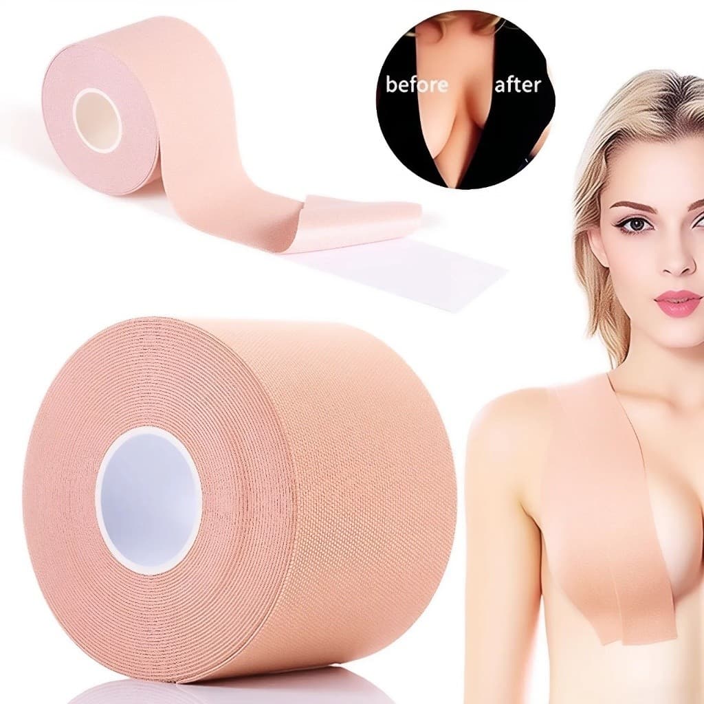 Sutiã Rolo Adesivo Levanta Peito Seio Fita Invisível 5 Metros A prova d'agua Nao agride a pele Deixa com aparenciB