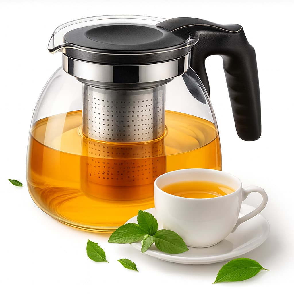 Chaleira De Vidro Com Infusor Aço Inoxidável 900ml