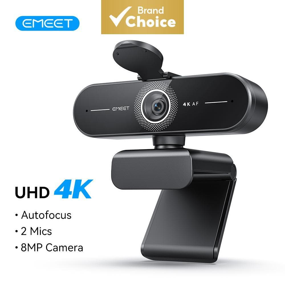  Câmera Webcam EMEET C60E 4K para Transmissão ao Vivo, Plug & Play, USB para PC e Mac