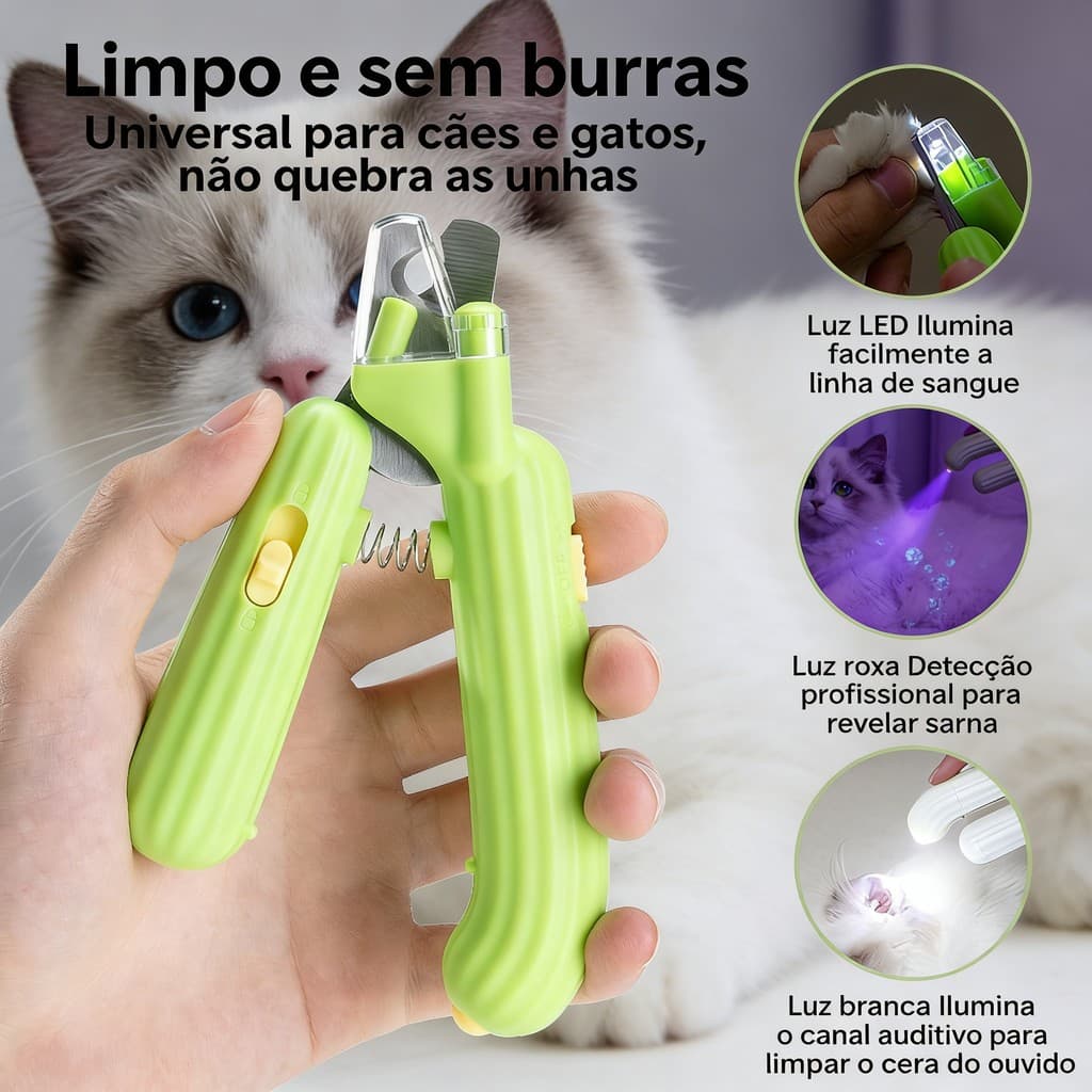 Placa cortadora de unhas para cães e gatos e Kit de lixa com luz LED de corte completo