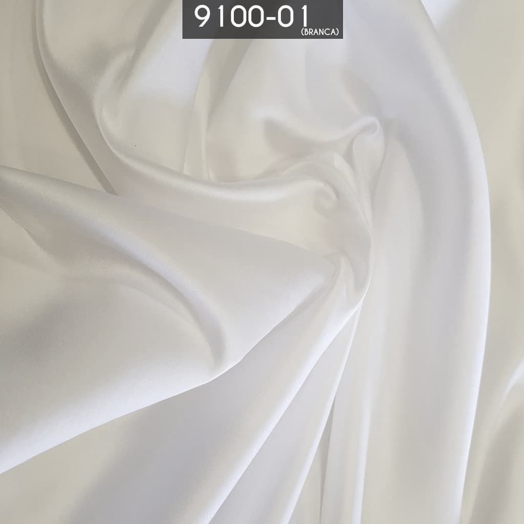 Tecido Cetim Italiano 100% Poliester Branco