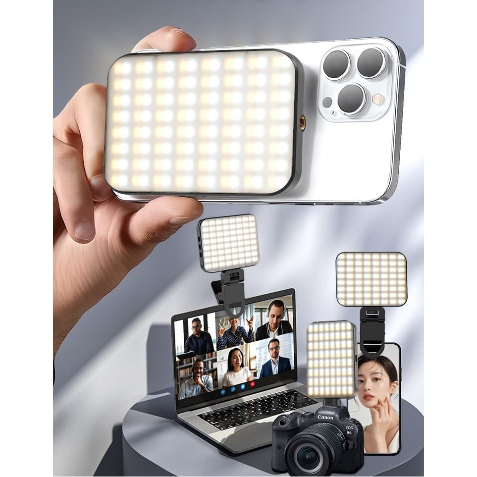 Mini Iluminador LED RGB Magnético Clip Para Celular Notebook - Luz de Selfie Vlog Video Conferencia