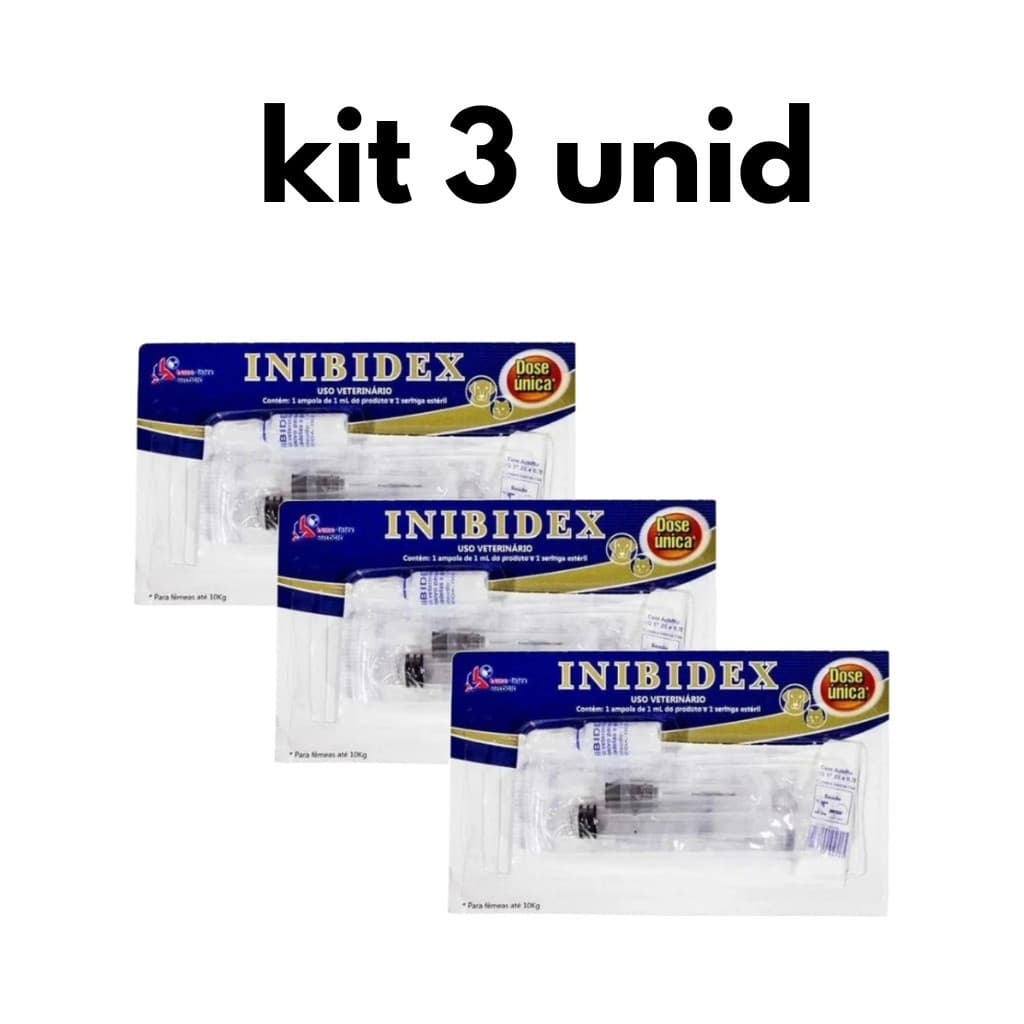KIT Inibidex Inibidor De Cio Cadelas E Gatas 3 UN DOSE UNICA