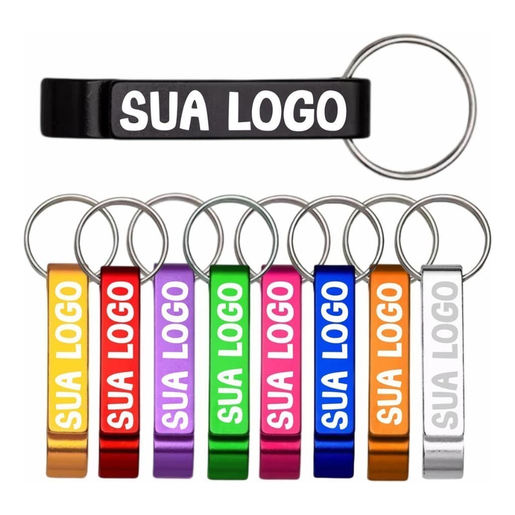 Kit 10/20/50/100 Chaveiros Personalizados Metal Abridor Design Único Durável
