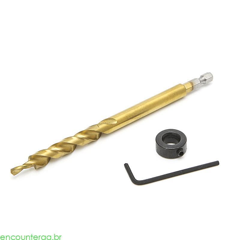 Encontrora Furo Bolso Hexagonal 3 8 Broca Helicoidal + Conjunto Colar Parada Para Guia Gabarito