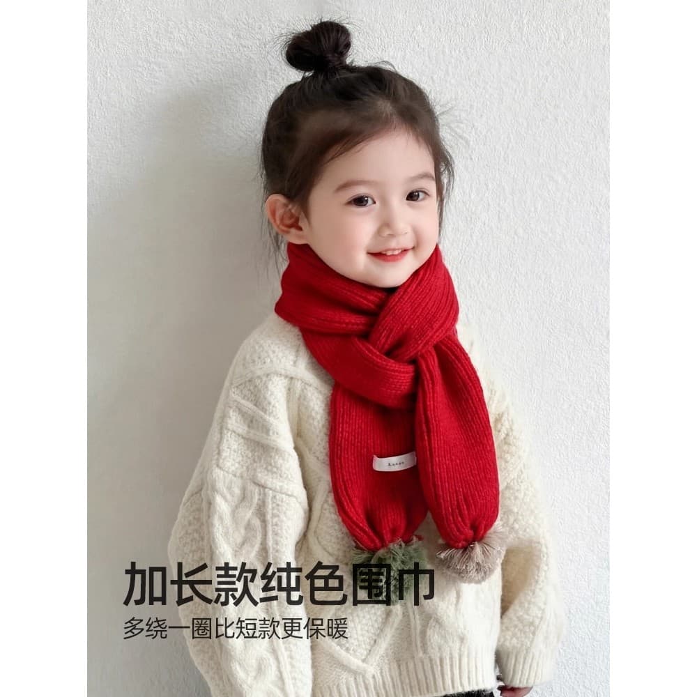 Crianças cachecol outono inverno meninas cachecol de lã de malha meninos cor sólida natal ano novo Extra longo cachecol 
