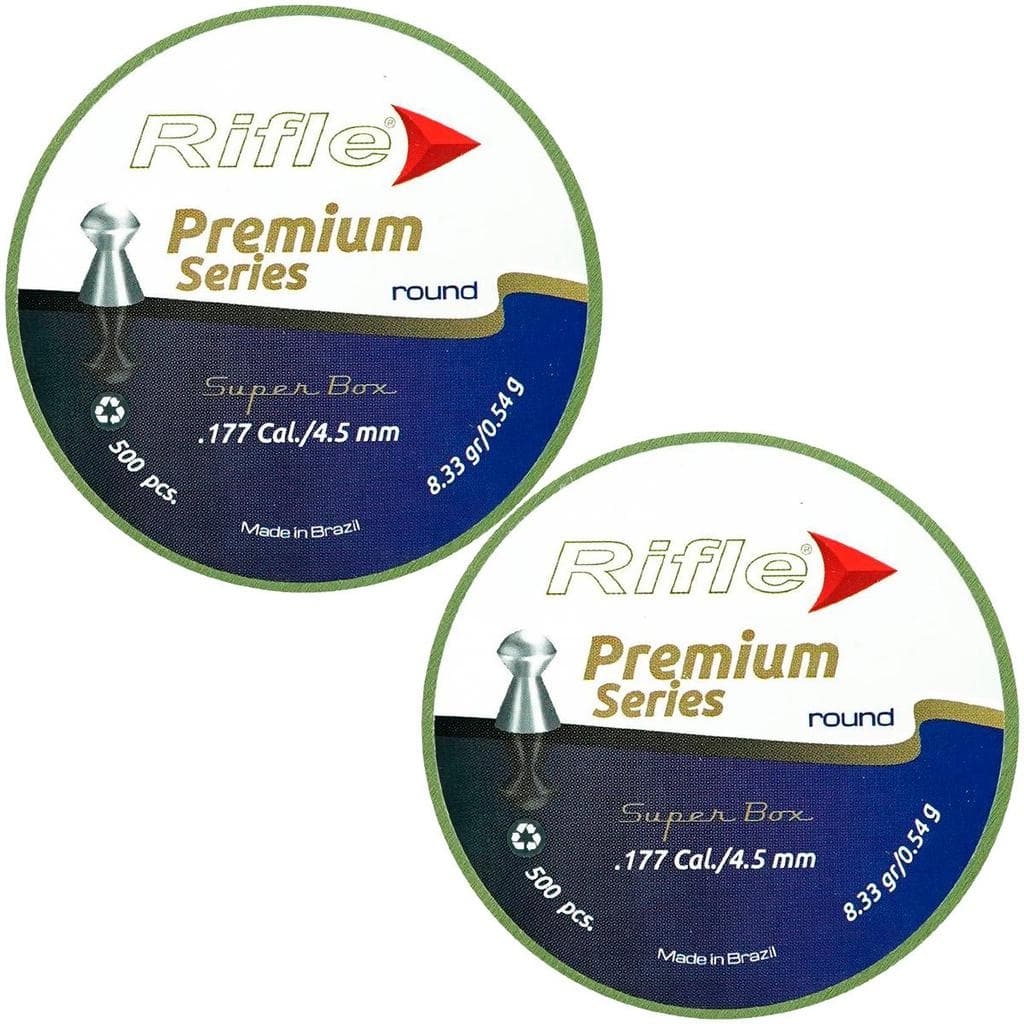 2x Chumbinho 4.5mm Rifle 500un Round Premium Series 8.33gr