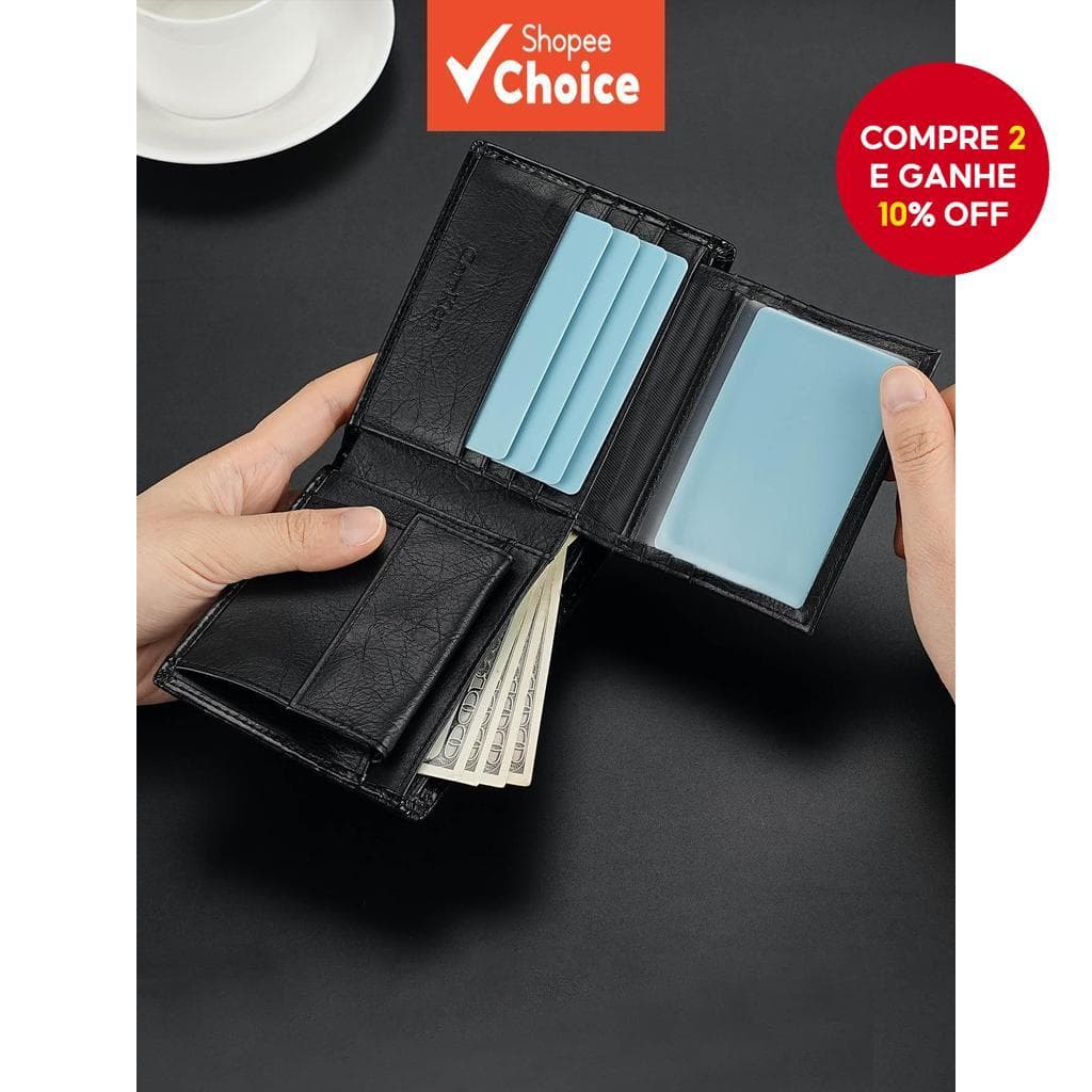 Nova Carteira Masculina De Curto Brilho Moda Multi-Cartão ID Titular Destacável Snap Moeda Bolsa ​