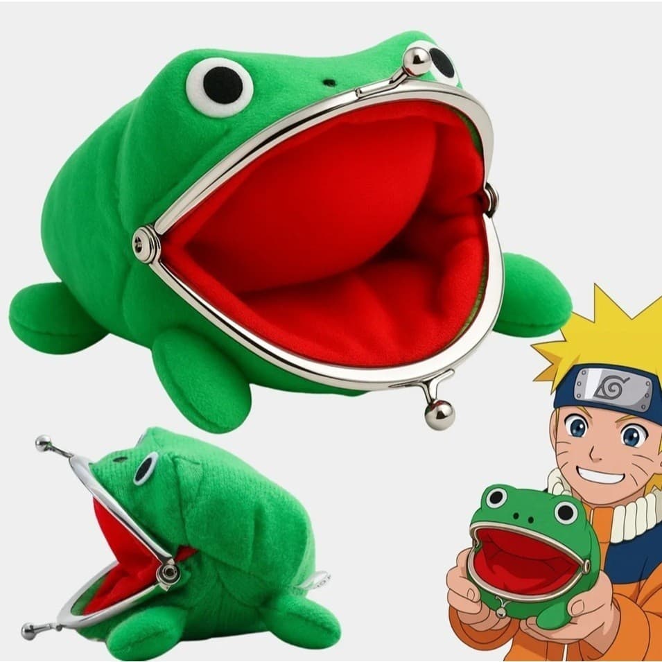 Carteira Porta Moedas Naruto Sapo de Pelúcia Anime Otaku Frog Wallet Carteirinha Ninja Gama-Chan