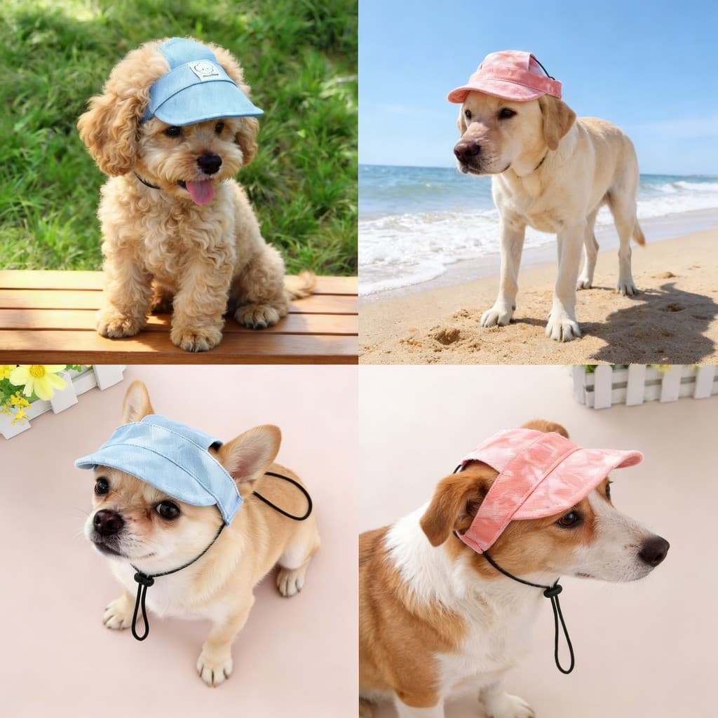 Chapéu De Guarda-Sol Para Animais De Estimação , Cães Com  , Boné Proteção UV Ajustável