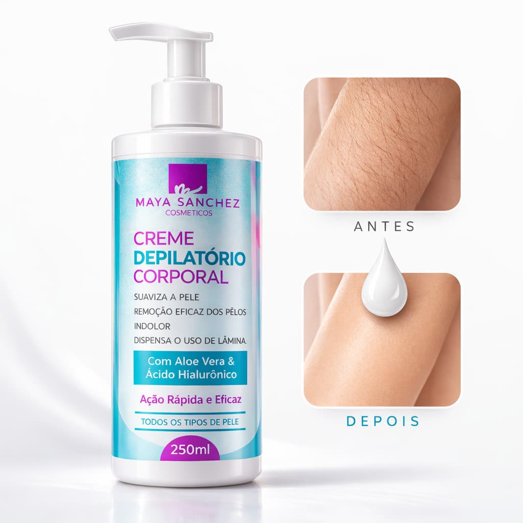Creme Depilatório Corporal 250ml – Pele Lisa em Minutos Macia e Livre de Pelos Alta Hidratação