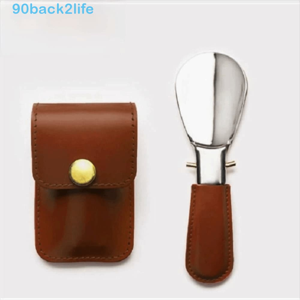 BRBLIFE Calçadeira Dobrável Para Idosos , Bolsa De Couro , Buzina De Sapato De Aço Inoxidável , Alça De PU