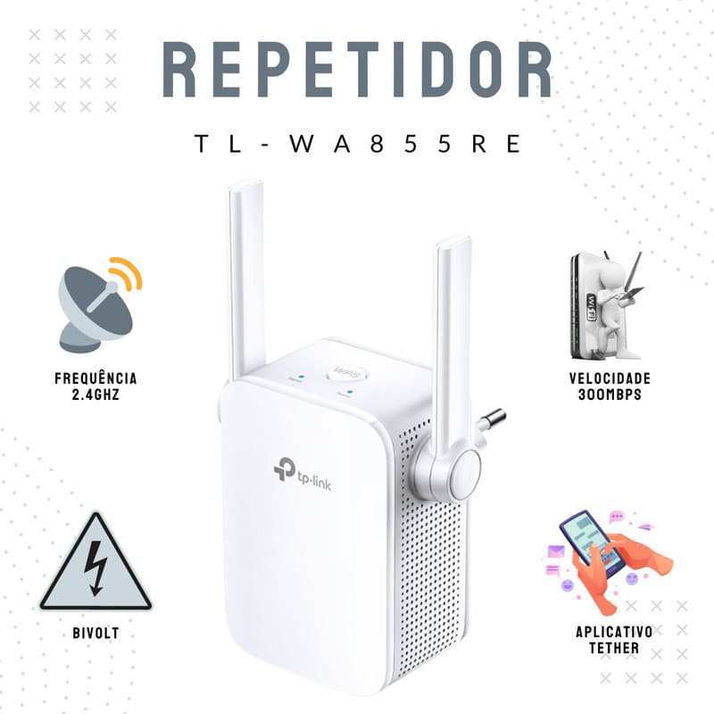 Repetidor Extensor De Wifi Sem Fio Tp Link Wa855re 300mbps Amplificador De Sinal