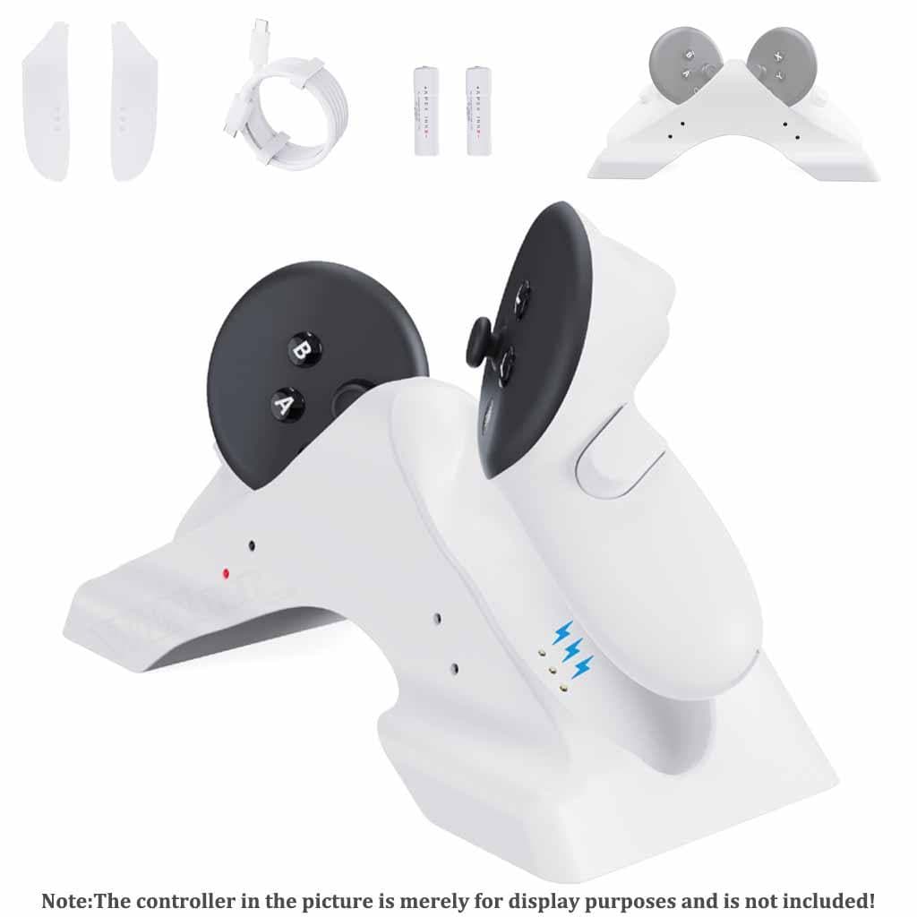 Base De Carregamento Do Controlador VR Para Meta Quest 3/3S , Suporte Magnético Com 2 Baterias Recarregáveis De 1800mAh 