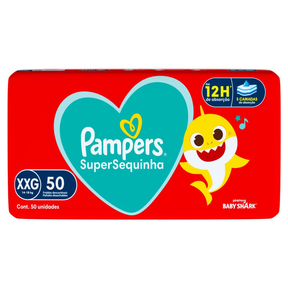 Fralda Pampers Supersequinha Tamanho XXG 50 Unidades Descartáveis