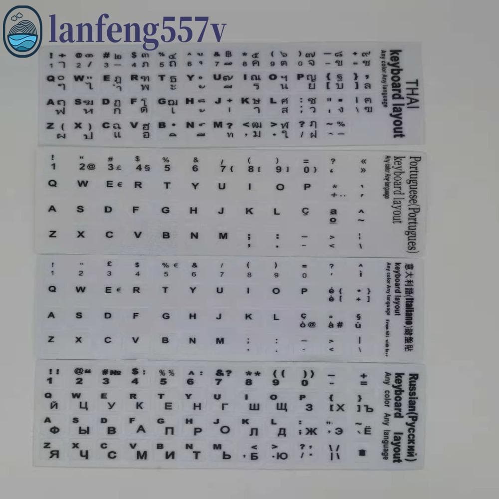 LANFENG Teclado Adesivos Alfabeto Layout Multi-Idioma Inglês Russo Deutsch Botão