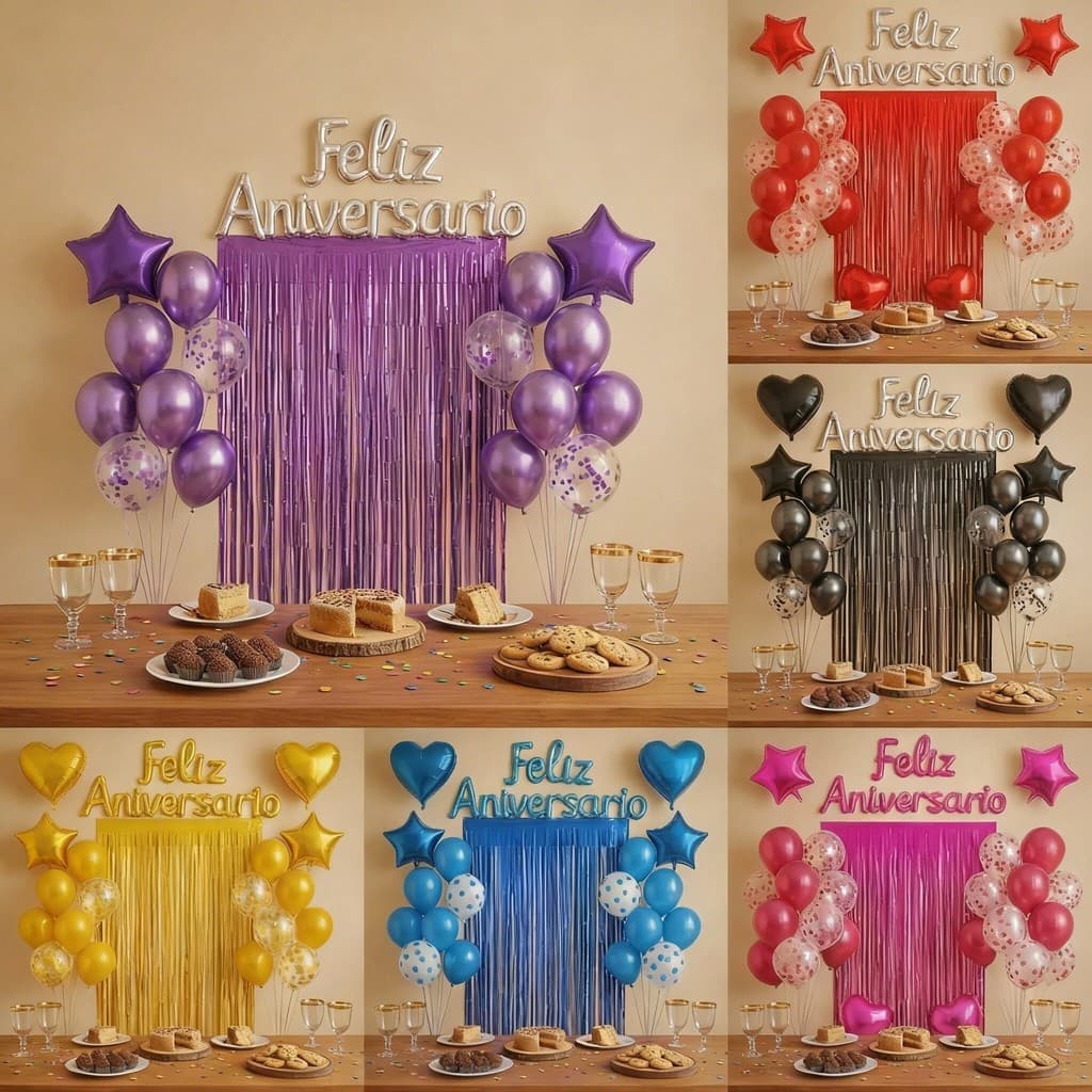 Kit Balão Metalizado Cortina Bexiga Feliz Aniversário Decoração de Festa Completa