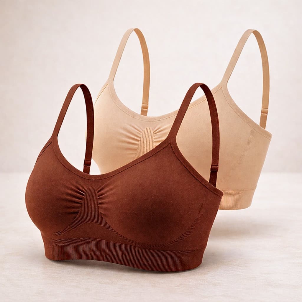 Kit 2 Sutiã Top de Academia de Microfibra Simples com Fecho Atrás e Alça Ajustável