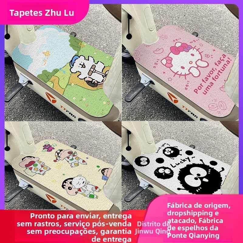 Tapete de Pé para Scooter Elétrico de Desenho Animado, Resistente ao Desgaste, Raspador de Lama, Tapete de Remoção de Po