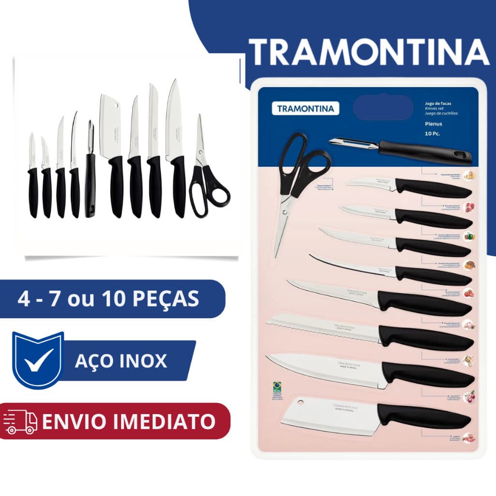 Faqueiro Tramontina Plenus Kit Facas Churrasco 4/7/10 Pçs