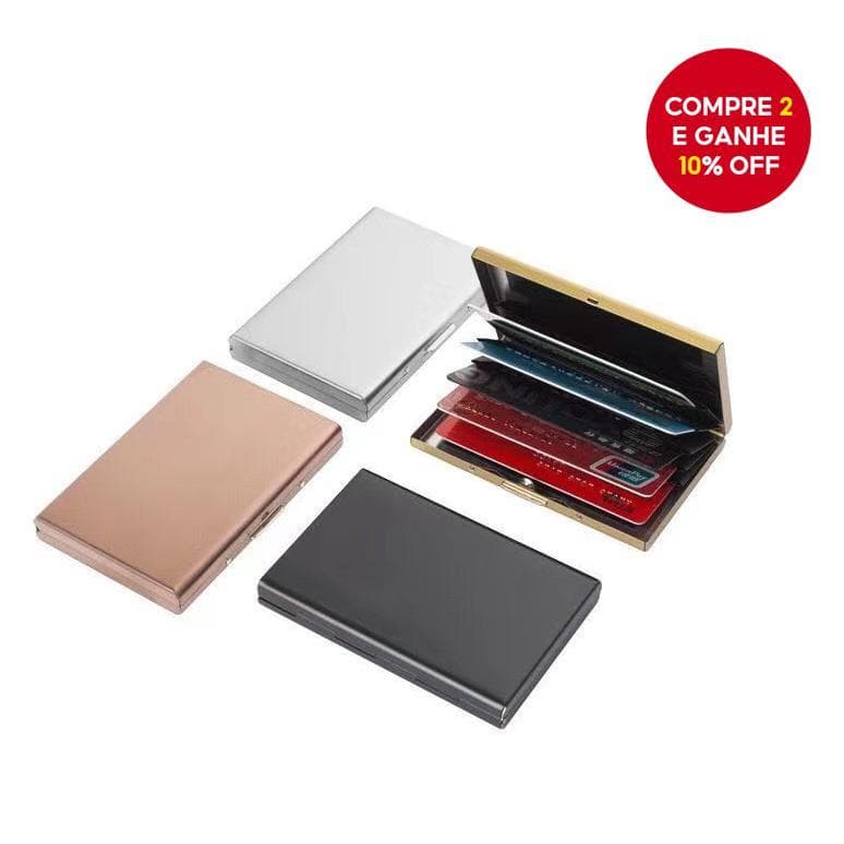 Porta-cartões Metálico Bloqueador de RFID - Carteira Slim com 6 Slots Anti-Escanear para Cartões de Crédito e ID