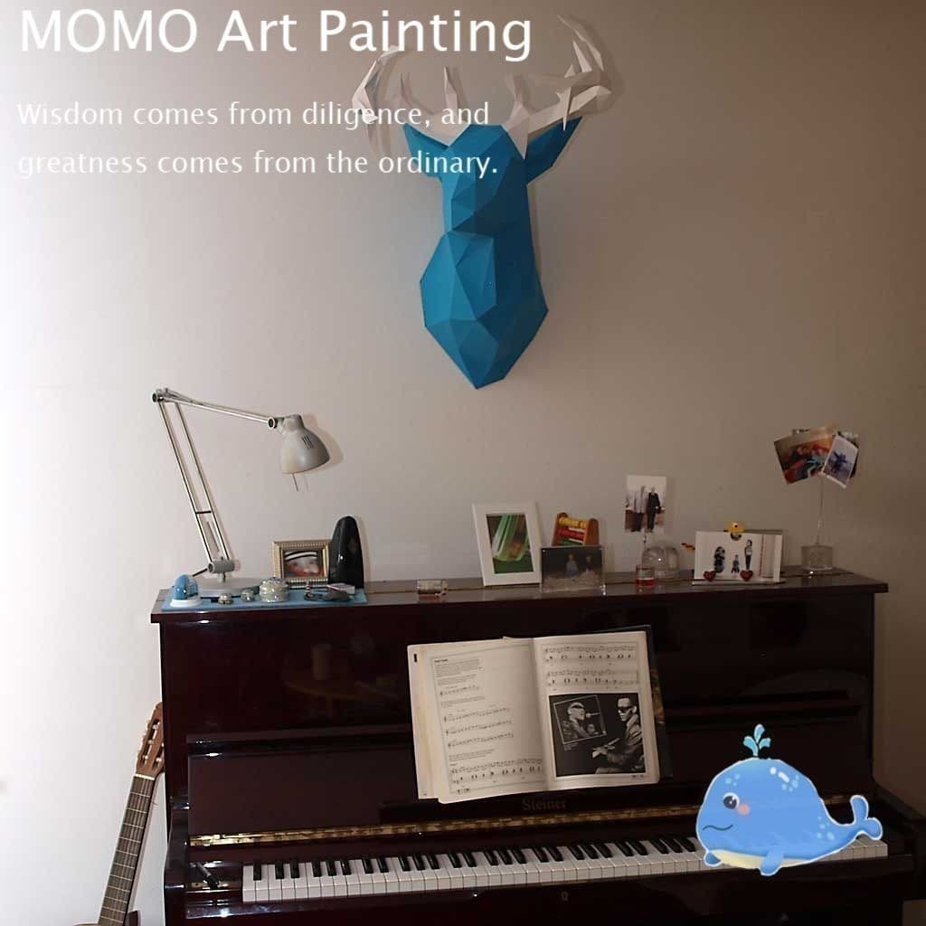 Papel MOMO Modelo de papel geométrico tridimensional Cabeça de veado Staghorn Pendurado na parede Modelo de papel 3d DIY