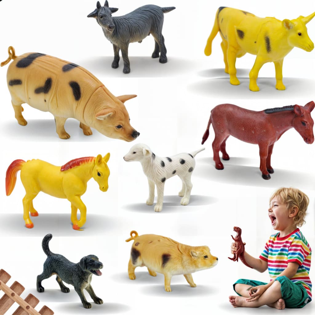 Kit Brinquedo Emborrachado Animais Da Fazendinha Infantil