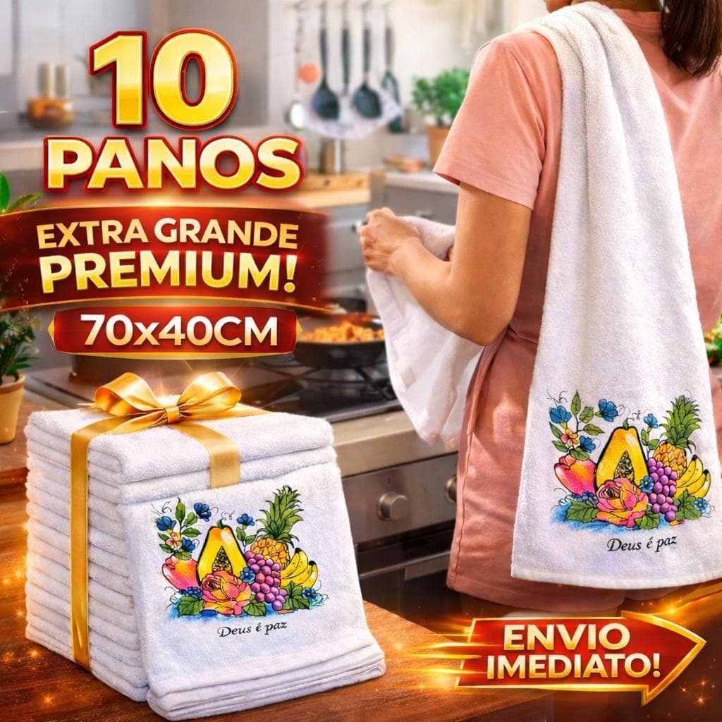 Kit Pano de Prato Extra Grande de Algodão 100% Para Copa Cozinha Estampado